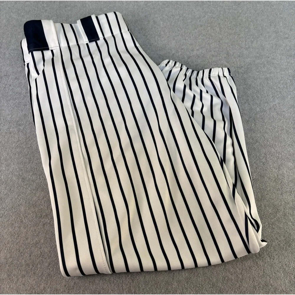 All The Way Live Designs Mens 34/30 Pinstripe Baseball Pants White Navy USA Made